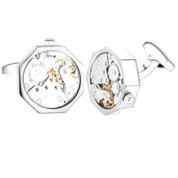 HONEY BEAR Mens Shirt Cufflinks Working Watch Movement for Wedding Business Gift
