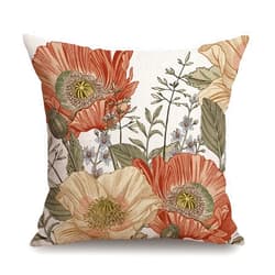 TSSOHU Vintage Flowers Pillow Cover Rustic Cotton Linen Decorative Square Throw Pillow Cover 18x18 Inch for Sofa Couch Decoration