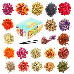 SACATR 20 Bags Dried Flowers,100% Natural Dried Flowers Herbs Kit for Soap Making, DIY Candle Making,Bath - Include Rose Petals,Lavender,Don't Forget Me,Lilium,Jasmine,Rosebudsand More