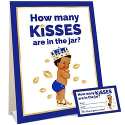 Bella and Bentley Novelty African American Little Prince Baby Shower Games for Boy - Guess How Many Kisses Game (Sign with 30 Cards)