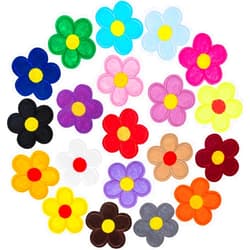 PAGOW 20 PCS Flower Iron on Patches, PAGOW 5 Petals Flower Applique Patch, Sew On Embroidered Applique Sewing Patches for Bags, Jackets, Jeans, Clothes DIY Patches, 2.04inchx2.04inch, 20 Colors