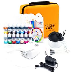 Watson & Webb Maker Selection - Airbrush for Cake Decorating - 3-Speed Compressor, 13 Edible Colors, Stencils, Cleaning Station & Case - Ideal for Cakes, Cookies & Baking