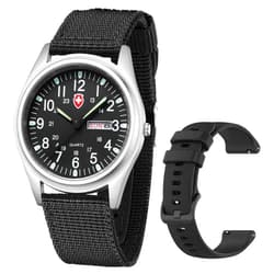 Gosasa Unisex Military Watches Sport Textile Nylon Strap Stylish Men Watch Luminous Fashion Watches Analog Display Quartz Waterproof Casual Wristwatch