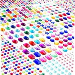 QUEENTI 2102pcs Gems Stickers, Self Adhesive Gems for Crafts Bling Rhinestones for Crafts, Assorted Shapes Jewels Rhinestones Stickers, Muticolor