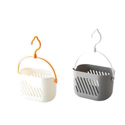 TIANXIALAWU 2 Pieces Hanging Shower Caddy Plastic Hanging Shower Caddy Basket Portable Kitchen Organizer Storage Basket with Hook for Home small shower caddy (White, Gray)