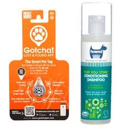Max & Molly Urban Pets Safety & Freshness Bundle: Max & Molly Gotcha Pet ID Tag and Hownd Cleansing Shampoo