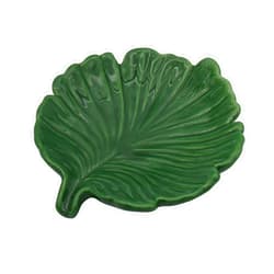 Polyroyal Elegant Bathroom Soap Dish, Ceramic Soap Dish Holder in Palm Leaf Style, Self-Draining Design and Used to Hold Various Small Bathroom and Kitchen Accessories