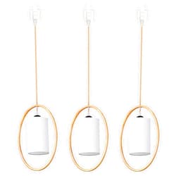 SKIVTGLAMP Dimmable Pendant Light H-Type Mini Sized Track Mount Pendant Lights for Beach Cottage Customizable Fabrics Oval Shape Wooden Lampshade Compatible with 3-Wire-1 Circuit Track System