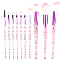 Salbsever 10 PCS Glitter Crystal Makeup Brush Set Cute Makeup Brushes Bling Professional Concealer Eye Shadow Eyeliner Blush Lip Blending Synthetic Brushes Tools Kit Face Cosmetics Blending Brushes for Women
