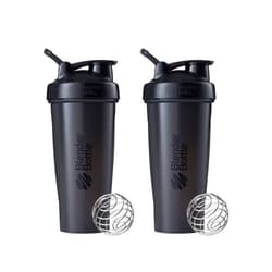 BlenderBottle Classic Shaker Bottle Perfect for Protein Shakes and Pre Workout, 28-Ounce (2 Pack), All Black