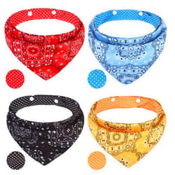 PAWCHIE Dog Bandanas Small Reversible Styles Pet Triangle Scarf Bibs - Adjustable with Two Snaps - Kerchief Set Accessories for Dogs, Puppy, Cats Red