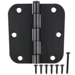 TDCHINGES 12 Pack Matte Black Door Hinges 3.5 x 3.5 Inch Interior 3 1/2 Inch Door Hinges for Doors Rounded 5/8