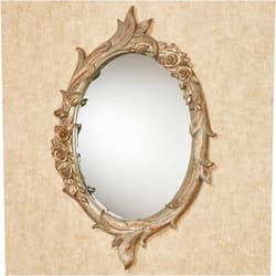 Touch of Class Beautiful Peacock Elegance Oval Wall Mirror - Resin, Glass - Copper, Champagne Tones - Looking Glass for Bedroom, Living Room, Bathroom, Entryway, Foyer - Painted by Hand