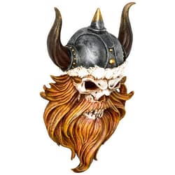 Design Toscano The Skull of Valhalla Viking Warrior Wall Statue, 14 Inch, Full Color Finish