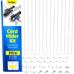 YesBes 315in Cord Hider Kit, Paintable Cable Raceway, Cord Covers for Wires on Wall, Cord Hider for Wall Mount tv, tv Cable Hider Wall kit, Wire Covers for Cords, 20X L15.7in X W0.96in X H0.57in, White