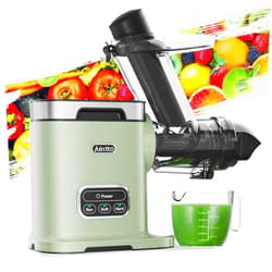 Aeitto Slow Juicer Machines, 3.6 Inch Wide Chute, Large Capacity, High Juice Yield, 2 Cold Press Juicer Modes, Easy to Clean Masticating Juicer for Vegetable and Fruit (Green)
