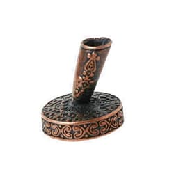 Acxico 1Pcs Vintage Round Metal Insertion Pen Holder Feather Quill Dip Pens Base for School Office Supplies Student Gift