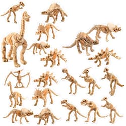 WedFeir 24pcs Dinosaur Fossil Skeletons, 3.7 Inch Assorted Figures Dino Bones, Educational Gift for Science Play, Dino Sand Dig, Party Favor & Decorations.