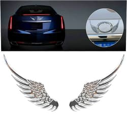 Aidelan Popular Universal 3D Silver Angel Wings Sticker Decal Badge Compatible With Car Window Bumper Body