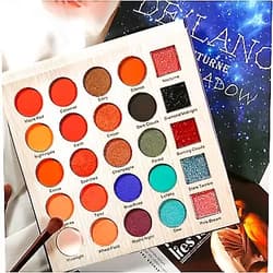 Ecofavor Metallic High Pigmented Eyeshadow Palette, DE’LANCI Professional Warm Smokey Neutral Eyes Shadow Makeup Pallet,Matte Shimmer Glitter 25 Colors, Black Red Glitter Rose Gold Metallic Shimmer Pallet