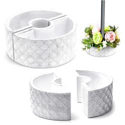 Jingmore 2 Sets 4 Pcs Umbrella Planter for Patio Table with Umbrella Hole Wrap Around Patio Umbrella Planter Resin Half Circle Umbrella Flower Pot for Garden Home Plants Outdoor(Distressed White)