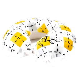 19V69 Italia Extra Soft Stylish Memory Foam Neck Pillow, Memory Foam for Supportive Comfort (White Argyle)