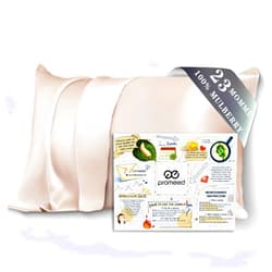 PROMEED 100% Mulberry Silk Pillowcase for Hair and Skin, Both Sides 23 Momme Grade 6A+ Silk Pillow Case with Hidden Zipper, 1400 TC, Soft & Smooth (Standard 20