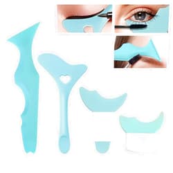 Booge 4 Pcs All in One Eyeliner Stencils Wing Tips + Eyeshadow and Eyeliner Stencils Pad + Silicone Eyeshadow Baffle, Defined Eyeliner Eyelash Guide Tool for Beginners and Makeup Masters - Blue