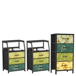 Furnulem Dresser and Nightstand Sets, 4 Drawer Dresser + 3 Drawer Night Stand Set of 2