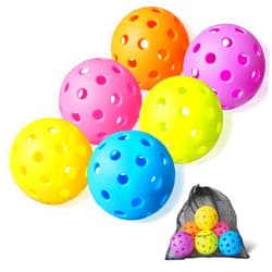 FASIUCHOI 6 Pack Pickle Ball with 40 Holes, Pickleballs High Durability, Outdoor Pickleball Balls with Mesh Bag, Colorful Pickle Balls with Superb Visibility, Consistent Bounce and Stable Flight