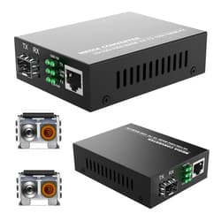 FTTPVIPS 2Pack BiDi Gigabit Multi-Mode Fiber Ethernet Media Converters, with 2Pack Dual SFP LC Transceiver Module 850nm 1.25Gbps, 1000Base-SX to 10/100/1000Base-TX, LC Connector, RJ45 Interface MMF, Up to 550m