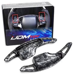 iJDMTOY Forged Caron Fiber Pattern Style Larger Paddle Shifter Extensions Compatible with Chevrolet 2014-2019 C7 Corvette, 2016-up Gen6 Camaro