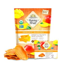 Sunny Fruit Soft Organic Dried Mangoes - 1 Bag (5 Individual Portion Packs) | Healthy, Convenient Snack Packs | NON-GMO, VEGAN, HALAL, KOSHER, NO PRESERVATIVES, NO SULFIDES, NO SUGAR ADDED