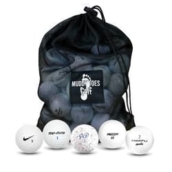 Muddy Toes Golf Balls - 24 Pack Value Mix - Good Condition Used Golf Balls - Muddy Toes Mesh Carrying Bag of Recycled Golf Balls