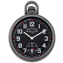 Gotham Men's Gun-Plated Stainless Steel Mechanical Hand Wind Railroad Style Pocket Watch # GWC14108BBK