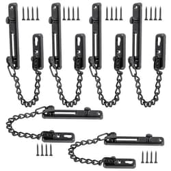 KINJOEK 6 Pack Door Chain Lock, KINJOEK Stainless Steel Security Chain Guard with Spring Anti Theft Press Lock, Heavy Duty Polished Door Latch with Screws, Black