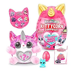 Rainbocorns Kittycorn Surprise Series 1 (Bengal Cat) by ZURU, Collectible Plush Stuffed Animal, Surprise Egg, Sticker Pack, Jelly Slime Poop, Ages 3+ for Girls, Children