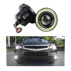 Dickno 2 PCS Car Angel Eye Fog Light, 2.5'' Round COB LED Super Bright High Power Fog Angel Eye Projector with Halo Rings, Universal Vehicle DRL Daytime Driving Light Fog Lamp Bulbs (White)