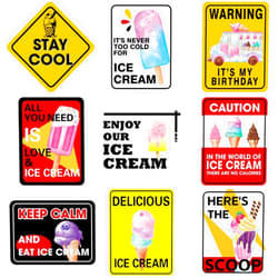 WERNNSAI WERNNSAl Ice Cream Party Decorations - 9PCS Ice Cream Party Zone Signs Posters for Kids Ice Cream Theme Birthday Party Supplies Ice Cream Wall Art Decor for Home Garden Yard Decorations