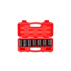 TEKTON 1/2 Inch Drive Deep 6-Point Axle Nut Impact Socket Set with Case, 7-Piece (29-38 mm) | SID92340