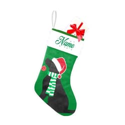 OAHEDIAM Personalized Christmas Stockings Custom Christmas Black Lab Holiday Dog Name Santa Gift Bag Stocking Hanging Ornament Decorations for Xmas Birthday Wedding 7.87x17.52 inch