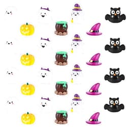 NQEUEPN 28pcs Halloween Resin Ornaments, Miniture Cute Halloween Garden Decor Mini Resin Figurines Pumpkin Magic Hat Ghost Green Potion Charms Party Gifts for Outdoor Garden House Decorations