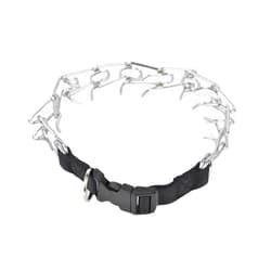 Downtown Pet Supply Chrome Plated/Nylon Prong Collar for Dogs, Medium - Adjustable, No-Choke and No Pull Dog Collar with Removable Links - Pinch Collar for Dogs 20-40 lbs and 20