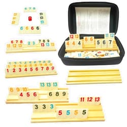 Soopotay 2-6 Players Rummy Cube Board Games with 6 Wooden Racks, 160 Tiles, Rummy Cube Game w/Portable Case, Rummy Board Games for Adults/Kids/Family Game Night, Classic Party Board Games