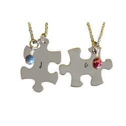Pretty Prairie Initial Puzzle Piece Necklace, Personalized Puzzle Pieces, Hand Stamped, Couples Gift, Family Members Initial Jewelry, Best Friend Necklaces