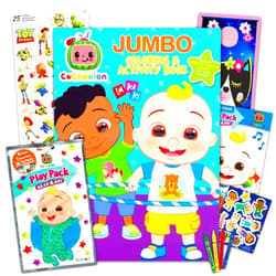 Co Co Cocomelon Coloring Book Set for Kids - Bundle with 1 Jumbo Cocomelon Coloring and Activity Book and 1 Play Pack with Mini Coloring Book, Stickers, Coloring Utensils and More (Cocomelon Party Supplies)
