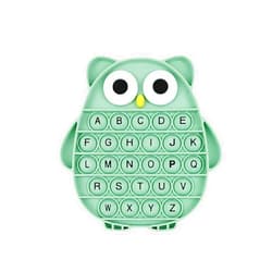 BULINGNA Push Pop Bubble Fidget Sensory Toy, Silicone Stress Relief Popping Toy, ABC Alphabet Owl Shaped Educational Learning Tools for Toddlers Kids Students (Black Letters-Green)