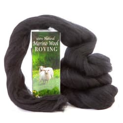 Desert Breeze Distributing Merino Wool Roving, Premium Combed Top, 1 oz, Color Black, 21.5 Micron, Perfect for Felting Projects, 100% Pure Wool,Made in The UK
