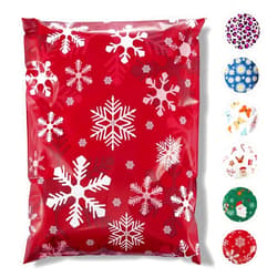 Fuxury Christmas Poly Mailers 10x13 Inch 50Pcs,Shipping Bags for Clothing,Strong Adhesive Shipping Envelopes for Small Business, Self Seal Poly Bag Mailing Envelopes Red Snow