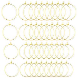 Ximalun 200Pcs Plated Wine Glass Hoop Rings 25mm Wire Hoops Wine Glass Rings Hypoallergenic Round Hoop Earring Open Earring Beading Hoops Earring Finding for Jewelry Making Wedding Birthday Party Favor